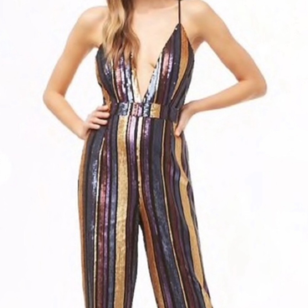 Blue/gold sequin jumpsuit